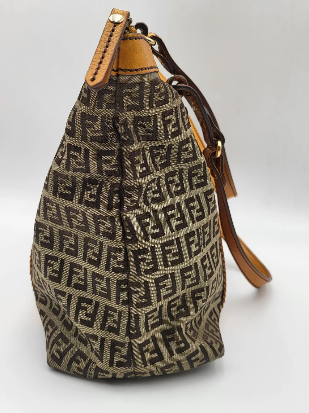 Fendi Zucchino Canvas Practical Tote Bag Vintage Authentic..